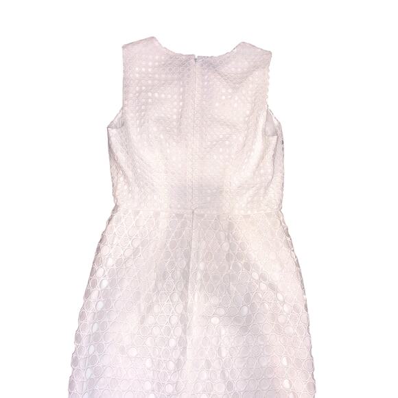 Ann Taylor Geo Eyelet Sheath Dress Crisp White Petite - Picture 4 of 9